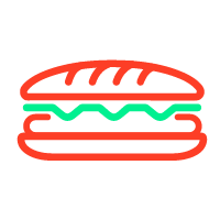 ícone de um sanduíche recheado na cor laranja