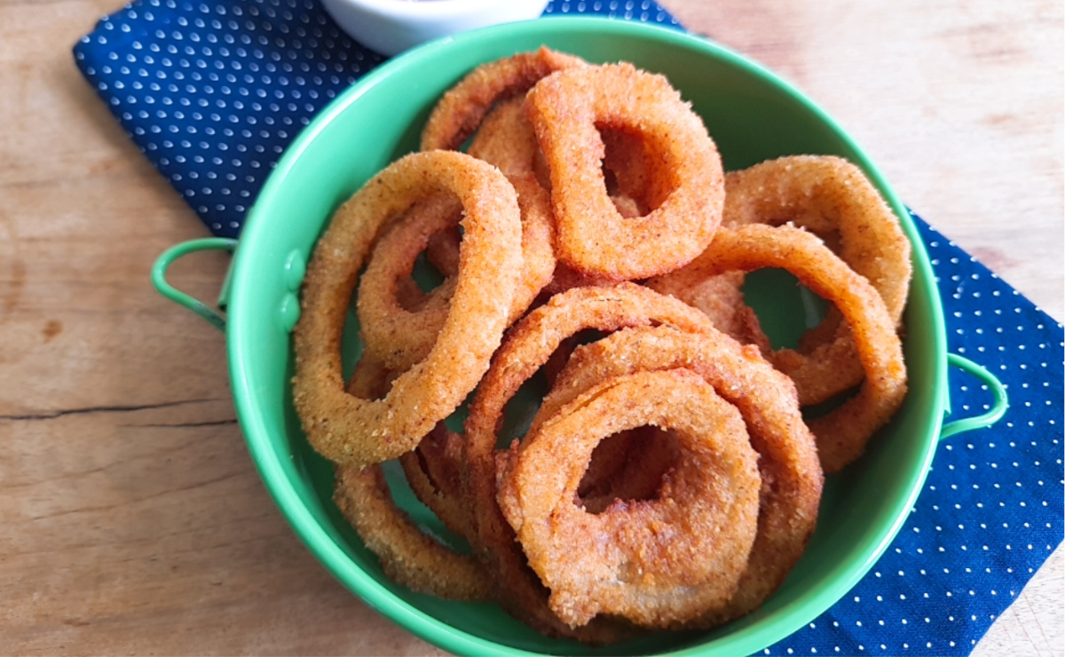 Anéis de cebola na air fryer