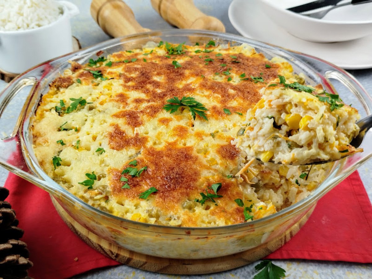 Arroz de forno simples e barato