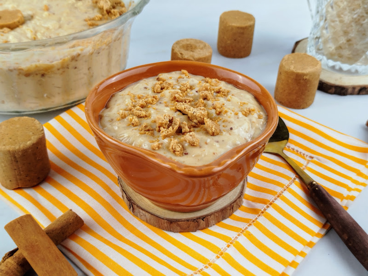 Arroz doce cremoso com paçoca