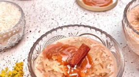 Arroz doce de basmati com doce de leite