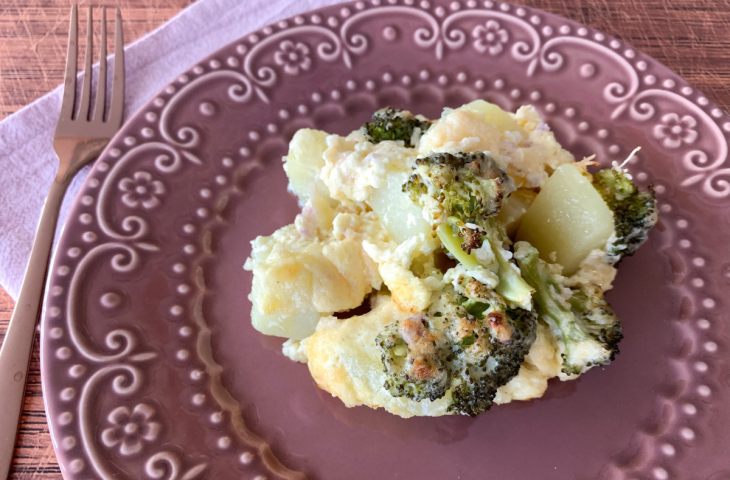 Batata gratinada com brócolis