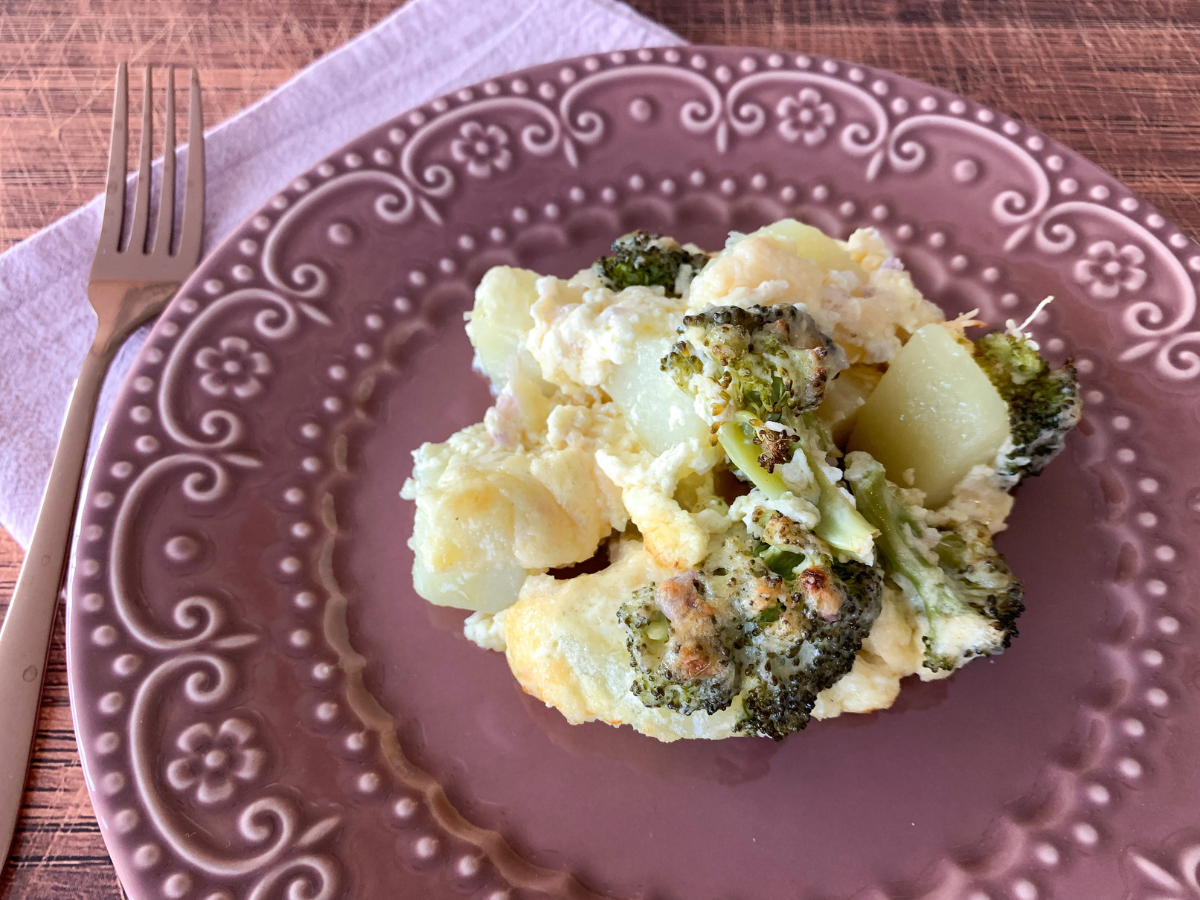 Batata gratinada com brócolis