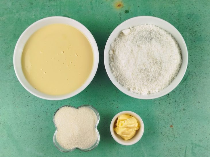 Ingredientes para a receita de beijinho fácil e rápido.