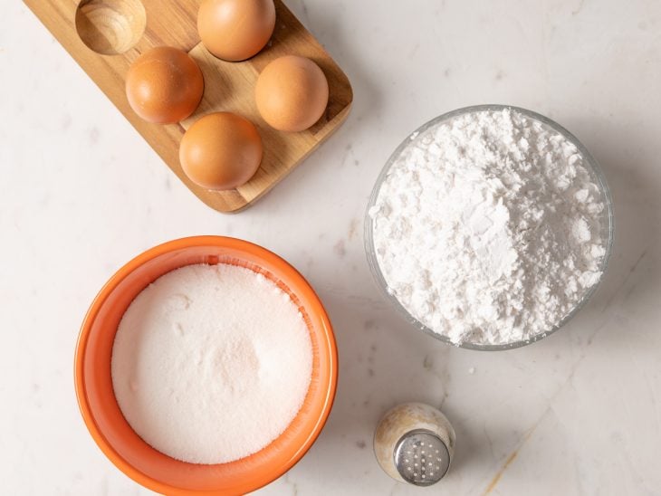 Ingredientes para o biscoito de polvilho doce.