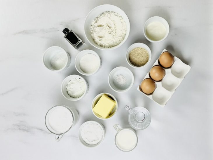 Ingredientes para a receita de choux cream japonês.