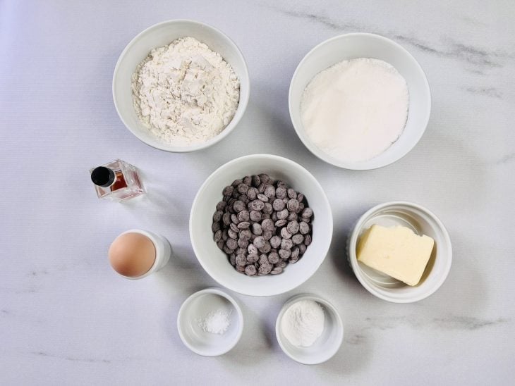 Ingredientes para a receita de cookies rápido.