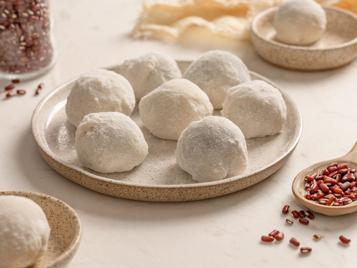 Daifuku's prontos em um prato.