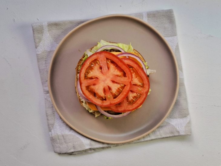 prato com lanche de hambúrguer artesanal