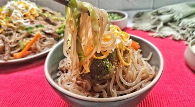 Japchae com legumes