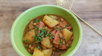 Lentilha com calabresa e batatas