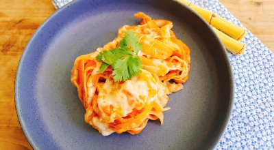 Macarrão ninho com presunto e queijo