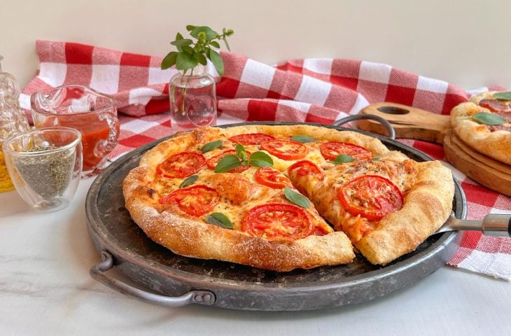 Massa de pizza de fermentação natural