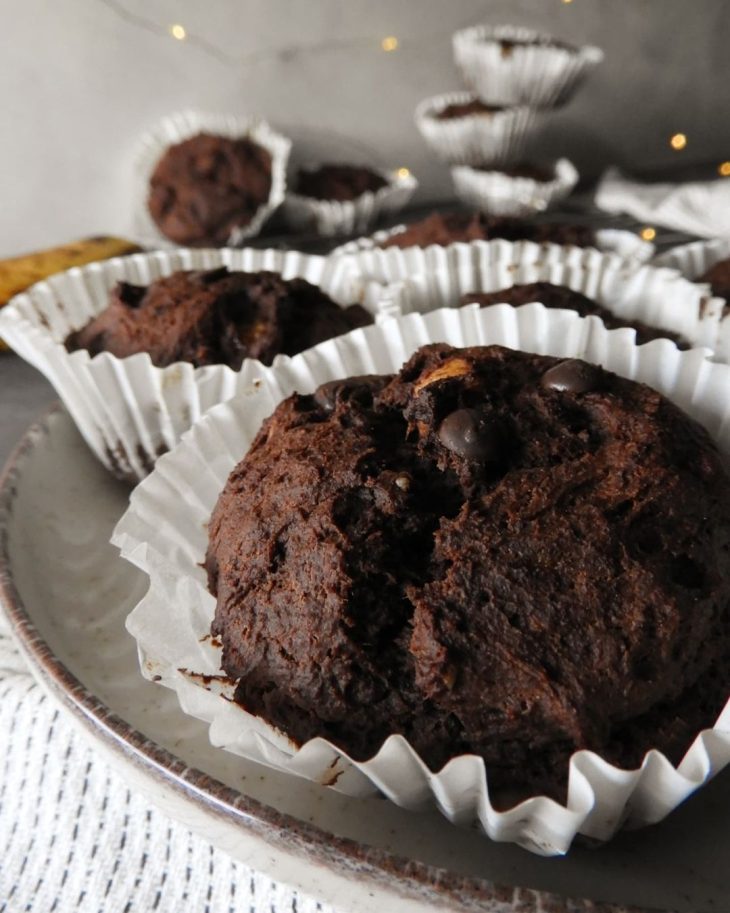 Muffins proteicos de chocolate