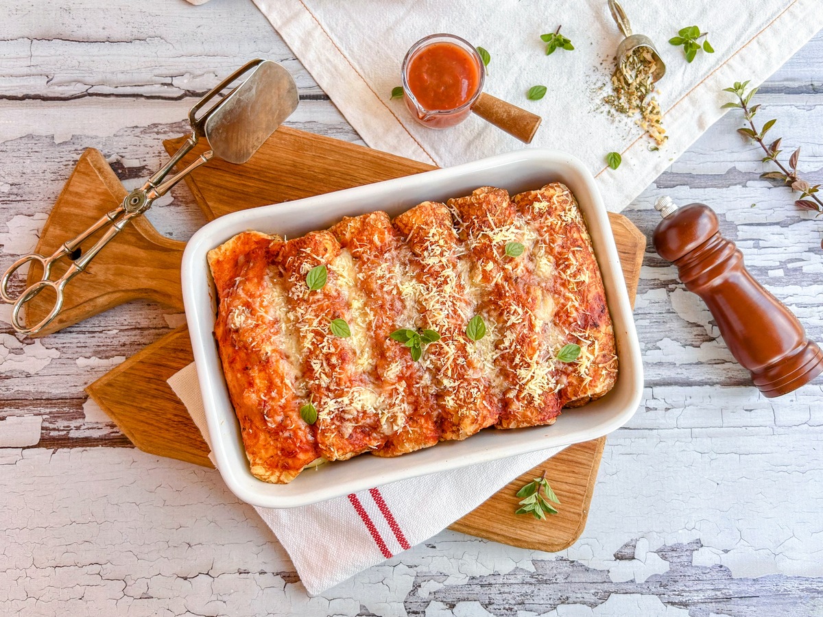 Panqueca de carne moída com requeijão