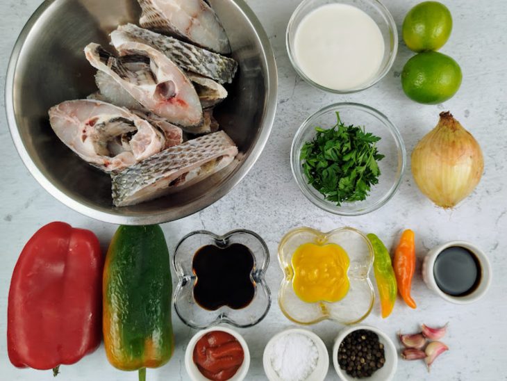 Ingredientes para a receita de posta de tilapia no forno