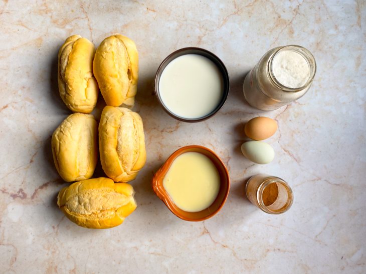 Ingredientes para a rabanada de forno.