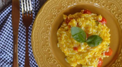 Risoto caprese com cenoura