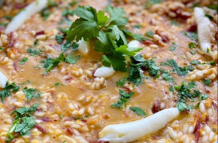 Risoto de abóbora e charque