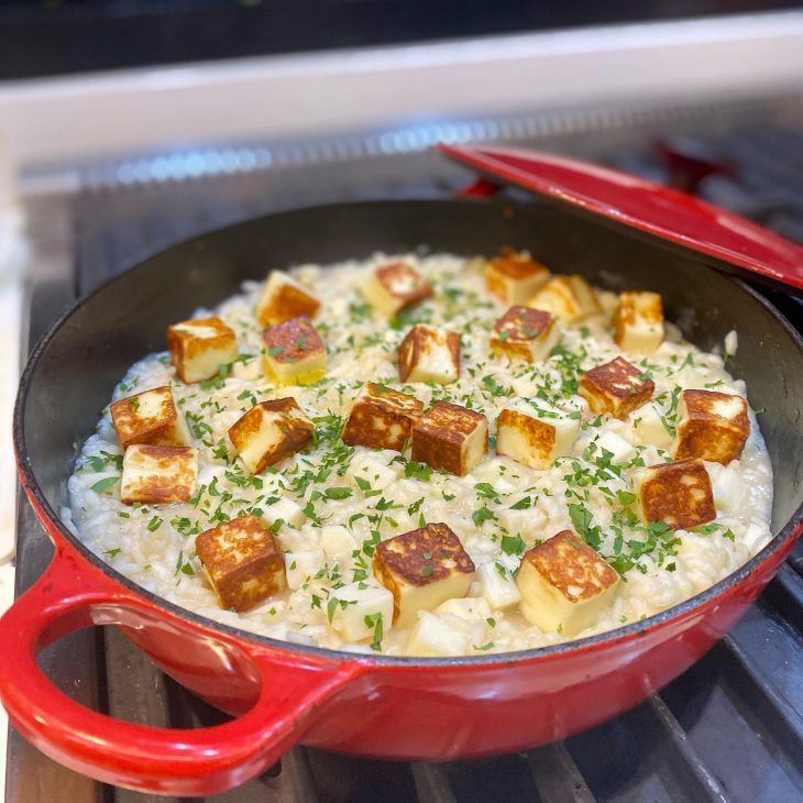 Risoto de palmito com queijo coalho