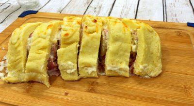 Rocambole de batata com presunto e queijo