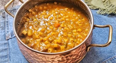 Sopa cremosa de legumes com carne