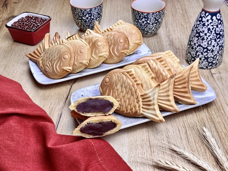 Pratos com taiyaki.