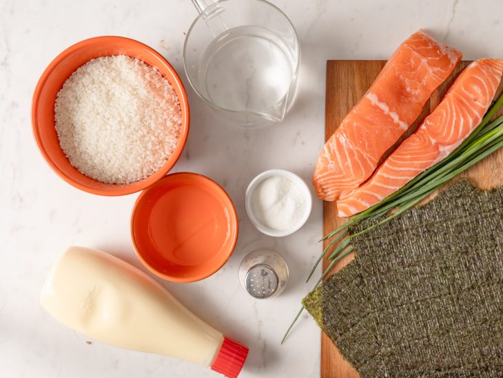 Ingredientes para o temaki.