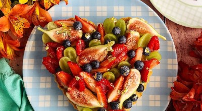 Torta coração de frutas