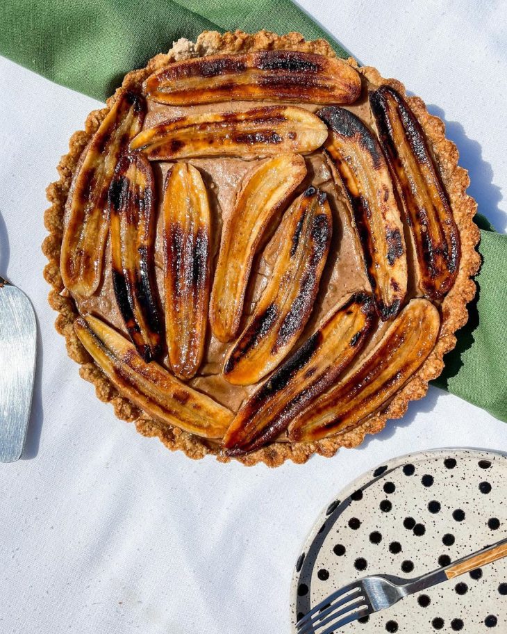 Torta de creme vegana com banana