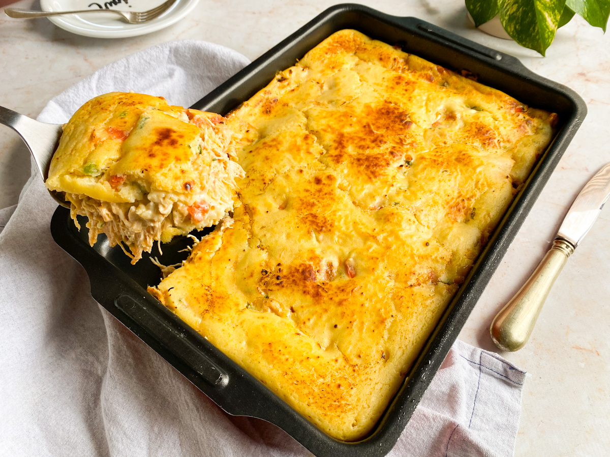 Torta de frango de liquidificador com requeijão