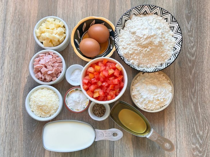 Ingredientes para a receita de torta salgada de liquidificador.