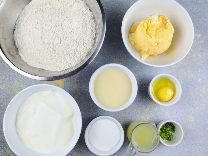 Ingredientes para as torteletes de limão.